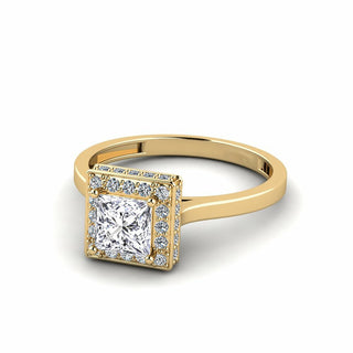1.50 Ct Princess Shape Halo Moissanite Bridal Set Ring in Rose Gold