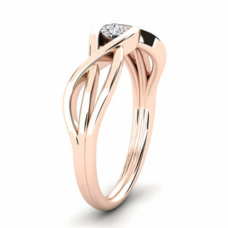 0.70 Carat Round Shape Solitaire Twisted Moissanite Ring in White Gold