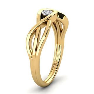 0.70 Carat Round Shape Solitaire Twisted Moissanite Ring in White Gold