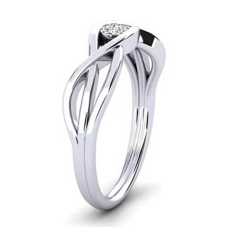 0.70 Carat Round Shape Solitaire Twisted Moissanite Ring in White Gold