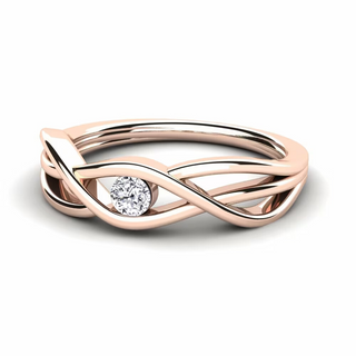 0.70 Carat Round Shape Solitaire Twisted Moissanite Ring in White Gold