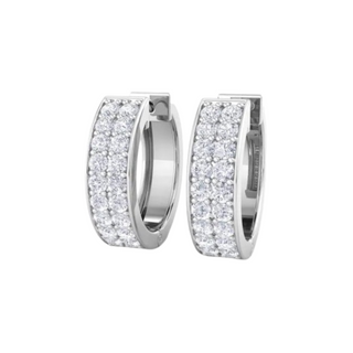 0.90 Ct Round Cut Two Row Prong Set Moissanite Hoop Earrings for Unisex
