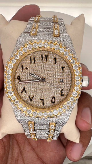 Front View Vvs Moissanite Diamond Watch​ In Two Tone