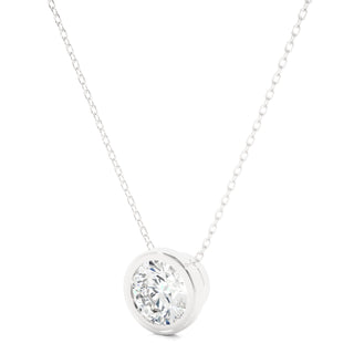 1.50 Ct Bezel Round Stone Moissanite Pendant In White Gold