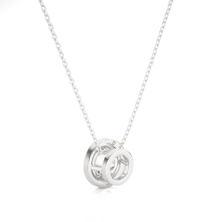1.50 Ct Bezel Round Stone Moissanite Pendant In White Gold