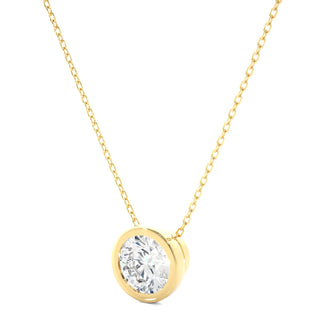 1.50 Ct Bezel Round Stone Moissanite Pendant In Yellow Gold