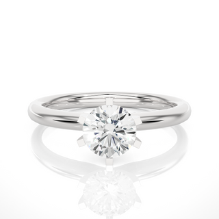 Front view of 1.50 Carat Round Cut Moissanite Solitaire Engagement Ring In White Gold, highlighting the brilliant center moissanite stone.