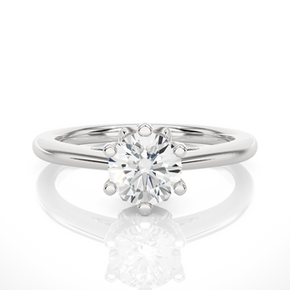 Front view of 1.50 Ct Round Moissanite Solitaire Engagement Ring In White Gold, highlighting the brilliant center moissanite stone.