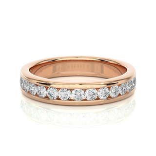 2.20 Mm Channel Set Pave Round Moissanite Wedding Band In White Gold Loose Moissanite