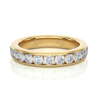 2.70 Mm Channel Set Round Stone Moissanite Band In Silver