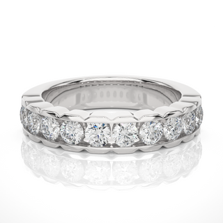 3.00 Mm Pave Set Round Moissanite Band In Rose Gold