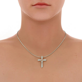 2 Ct Round Cut Moissanite Cross Pendant in White Gold