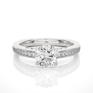 1.40 Ct Round Moissanite Basket Set Filigree Ring In Yellow Gold
