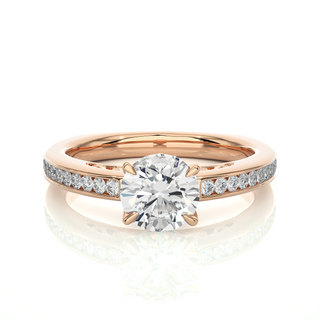 1.40 Ct Round Moissanite Basket Set Filigree Ring In Rose Gold
