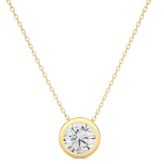 Bezzel Round Stone Moissanite Pendant yellow gold