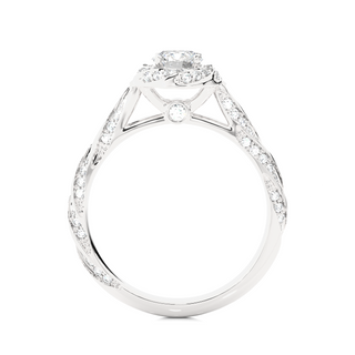 1.50 Carat Round Shape Moissanite Halo Engagement Ring In White Gold