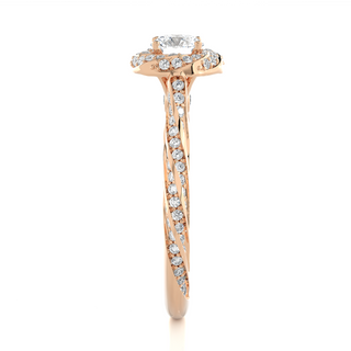 1.50 Carat Round Shape Moissanite Halo Engagement Ring In Rose Gold
