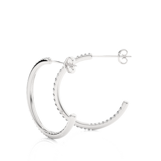 C-Hoop Push Back Moissanite Earrings silver