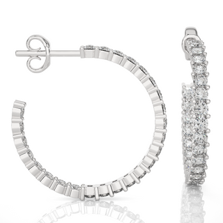 C-Hoop Surface Prong Moissanite Earrings silver