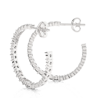 C-Hoop Surface Prong Moissanite Earrings white gold