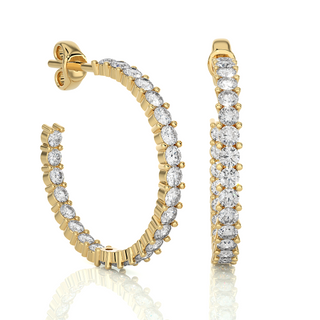 C-Hoop Surface Prong Moissanite Earrings yellow gold