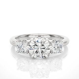2 Carat Round Moissanite Three Stone Engagement Ring In Rose Gold