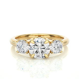 2 Carat Round Moissanite Three Stone Engagement Ring In Rose Gold