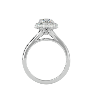Double Halo with Bead Bright Setting Moissanite Ring white gold