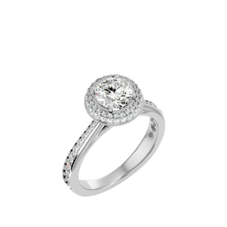 Double Halo with Bead Bright Setting Moissanite Ring silver