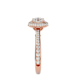 Double Halo with Bead Bright Setting Moissanite Ring rose gold