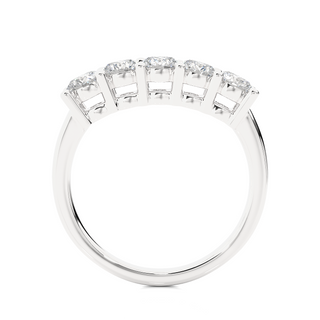 0.50 Ct Five Stone Moissanite Wedding Band In White Gold