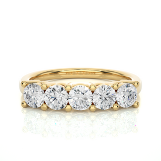 1 Carat Shared Prong Five Stone Moissanite Ring in White Gold