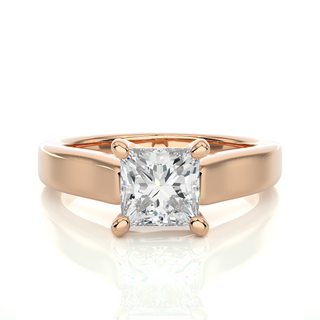 Four Prong Princess Cut Moissanite Engagement Ring rose gold