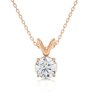1 Carat Round Moissanite Solitaire Pendant in White Gold