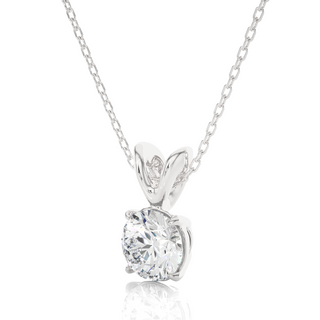 1 Carat Round Moissanite Solitaire Pendant in White Gold