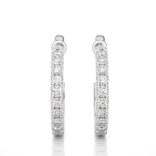 French V-Split C-Hoop Moissanite Earrings silver