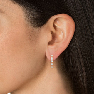 French V-Split C-Hoop Moissanite Earrings rose gold