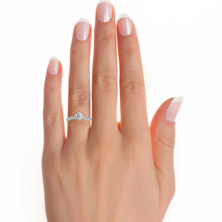 Hidden Halo Solitaire Moissanite Women's Ring white gold