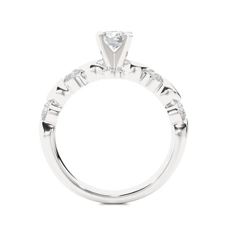 Leaf Design with Five Round Stone Moissanite Ring white gold