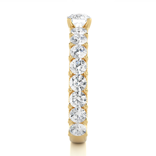 Moissanite Round Stone with Beads Engagement Ring yellow gold