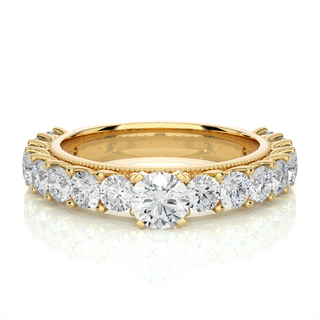 3 Carat Round Moissanite Engagement Ring With Beads In Rose Gold