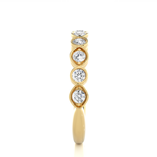 1 Ct Round Moissanite Wedding Band For Women In Yellow Gold