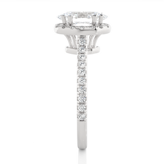 Oval Shape with Accents Moissanite Engagement Ring white gold