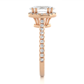 Oval Shape with Accents Moissanite Engagement Ring rose gold