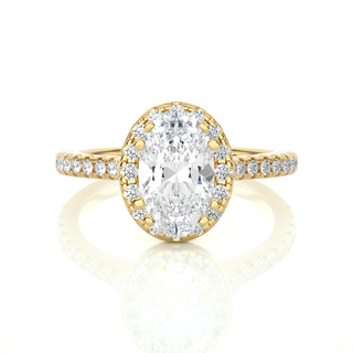 2 Ct Oval Cut Moissanite Halo Engagement Ring In White Gold