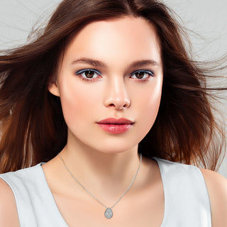 Pear Shaped Halo Moissnaite Pendant white gold