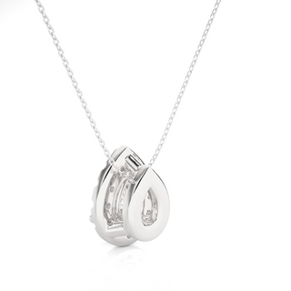 Pear Shaped Halo Moissnaite Pendant white gold