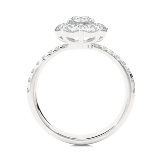 Pinched Shank Flower Design Moissnaite Ring silver