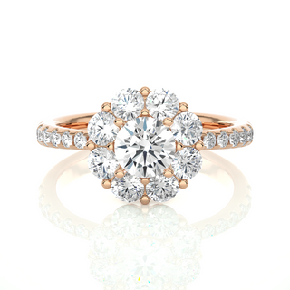 2 Carat Round Moissanite Halo Pinched Shank Ring In Silver