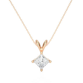 0.5 Carat Princess Cut Moissanite Solitaire Pendant in White Gold